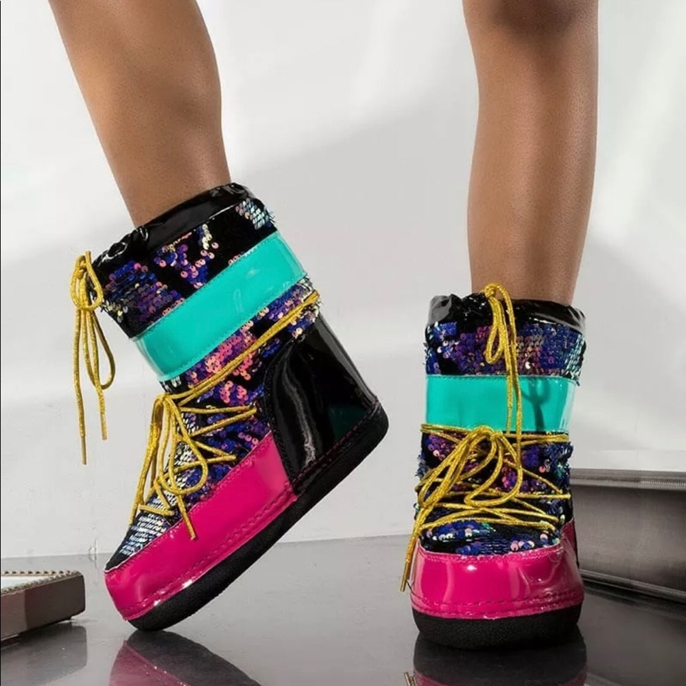 Beautiful Sequin Slip on boots